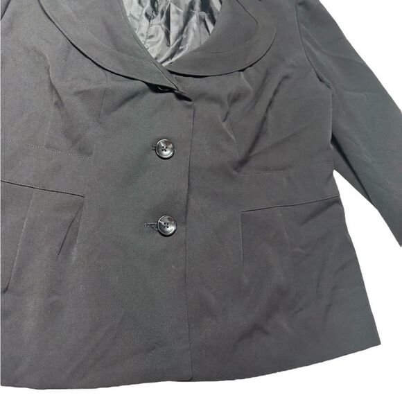 Apt. 9 Black Two Button Blazer Peter Pan Collar Plus Size 18W Light Jacket Work - Picture 2 of 6